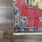 Picture of Handmade Wool Runner Rug - 3'6"x7'4" Vibrant Red and Yellow Medallion Design Boho Area Rug