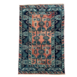 Picture of 4'x6' Handmade Wool Tribal Area Rug - Boho Blue and Terracotta Geometric Pattern