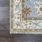 Picture of Handmade Wool Area Rug - 4'x6' Soft Blue and Ivory Floral Design Traditional Rug