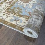 Picture of Handmade Wool Area Rug - 4'x6' Soft Blue and Ivory Floral Design Traditional Rug