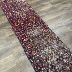 Picture of 2'2"x7'6" Handmade Wool Runner Rug - Vintage Persian-Inspired Navy and Red Hallway Runner