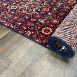 Picture of 2'2"x7'6" Handmade Wool Runner Rug - Vintage Persian-Inspired Navy and Red Hallway Runner