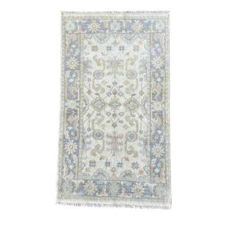 Picture of 3'1" x 5'2" Handmade Hand-Knotted Wool Rug – Soft Blue and Beige Area Rug
