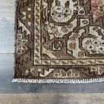 Picture of 3'10"x6'5" Handmade Antique Turkish Wool Rug – Hand-Knotted Vintage Brown & Beige Medallion Carpet