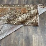 Picture of 3'10"x6'5" Handmade Antique Turkish Wool Rug – Hand-Knotted Vintage Brown & Beige Medallion Carpet