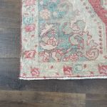 Picture of 4'x7' Handmade Hand-Knotted Turkish Rug – Vintage Pink and Aqua Medallion Wool Rug