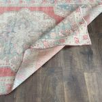 Picture of 4'x7' Handmade Hand-Knotted Turkish Rug – Vintage Pink and Aqua Medallion Wool Rug
