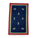 Picture of 3'2"x6'4" Handmade Wool Kilim Rug – Navy Blue Flat-Weave with Folk Bird and Figure Motif