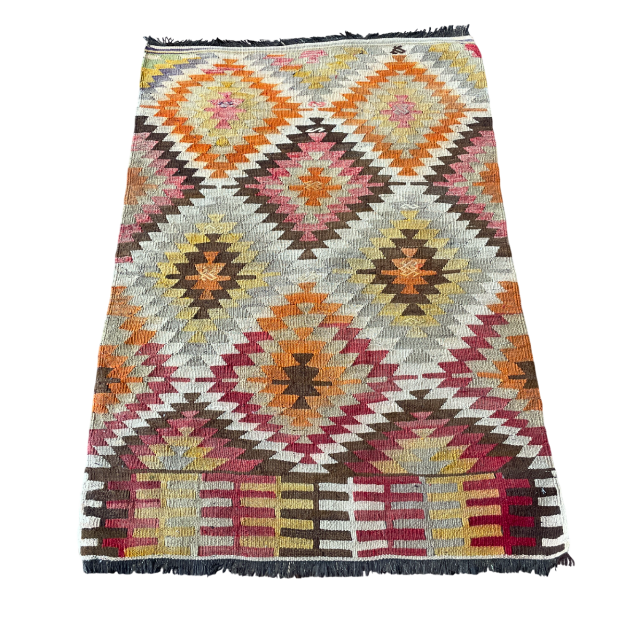 Picture of 2'7"x3'9" Handmade Wool Kilim Rug – Multicolor Turkish Small Area Rug