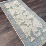 Picture of 2'8"x6' Handmade Wool Rug – Light Blue & Beige Runner