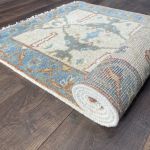 Picture of 2'8"x6' Handmade Wool Rug – Light Blue & Beige Runner