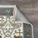 Picture of 3'x5' Handmade Wool Rug – Ivory & Teal Turkish Oushak Style