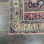 Picture of 3'8" x 6'1" Vintage Turkish Rug | Handmade Wool Rug with Medallion | Pink and Navy Living Room Rug