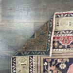 Picture of 3'8" x 6'1" Vintage Turkish Rug | Handmade Wool Rug with Medallion | Pink and Navy Living Room Rug