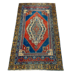 Picture of 3'4" x 5'8" Vintage Handmade Turkish Rug | Medallion Pattern Wool Rug | Oriental Living Room Rug