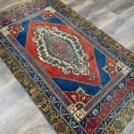 Picture of 3'4" x 5'8" Vintage Handmade Turkish Rug | Medallion Pattern Wool Rug | Oriental Living Room Rug
