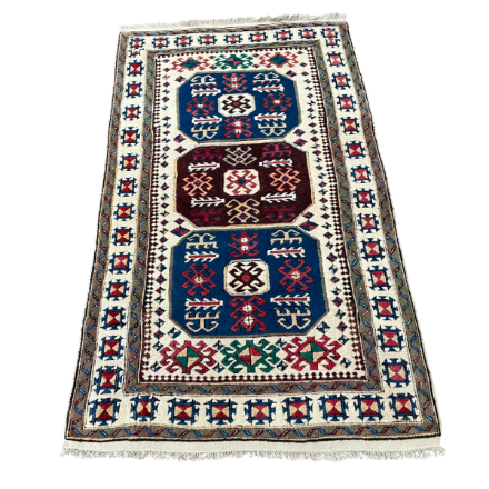 Picture of 3'5" x 5'10" Handmade Turkish Wool Rug | Tribal Pattern Vintage Rug | Bohemian Living Room Rug