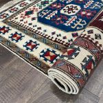 Picture of 3'5" x 5'10" Handmade Turkish Wool Rug | Tribal Pattern Vintage Rug | Bohemian Living Room Rug