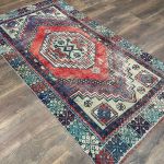 Picture of 3'3" x 6' Handmade Turkish Wool Rug | Vintage Tribal Geometric Rug | Boho Hallway Rug
