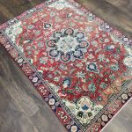 Picture of 3' x 4'3" Handmade Turkish Wool Rug | Vintage Floral Red Rug | Boho Accent Rug