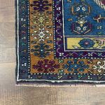 Picture of 3' x 4'9" Handmade Turkish Wool Rug | Vintage Blue Medallion Rug | Boho Accent Rug
