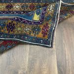 Picture of 3' x 4'9" Handmade Turkish Wool Rug | Vintage Blue Medallion Rug | Boho Accent Rug