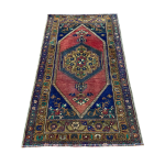 Picture of 2'7" x 4'8" Handmade Turkish Wool Rug | Vintage Red Medallion Rug | Boho Accent Rug