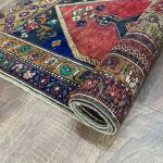 Picture of 2'7" x 4'8" Handmade Turkish Wool Rug | Vintage Red Medallion Rug | Boho Accent Rug