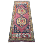 Picture of 2'7" x 6'6" Handmade Turkish Wool Rug | Vintage Runner Rug with Medallion | Boho Hallway Rug