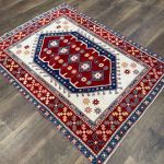 Picture of 3'3" x 4'2" Handmade Turkish Wool Rug | Vintage Red Geometric Rug | Boho Accent Rug