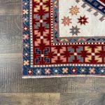 Picture of 3'3" x 4'2" Handmade Turkish Wool Rug | Vintage Red Geometric Rug | Boho Accent Rug