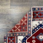 Picture of 3'3" x 4'2" Handmade Turkish Wool Rug | Vintage Red Geometric Rug | Boho Accent Rug