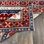Picture of 3'3" x 4'2" Handmade Turkish Wool Rug | Vintage Red Geometric Rug | Boho Accent Rug