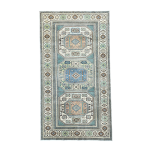 Picture of 3' x 5'6" Handmade Turkish Wool Rug | Vintage Blue Geometric Rug | Boho Accent Rug