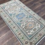 Picture of 3' x 5'6" Handmade Turkish Wool Rug | Vintage Blue Geometric Rug | Boho Accent Rug