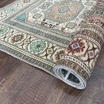 Picture of 3' x 5'6" Handmade Turkish Wool Rug | Vintage Blue Geometric Rug | Boho Accent Rug