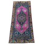 Picture of 3'1" x 7' Handmade Turkish Wool Rug | Vintage Pink Runner Rug | Boho Hallway Rug