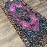 Picture of 3'1" x 7' Handmade Turkish Wool Rug | Vintage Pink Runner Rug | Boho Hallway Rug