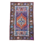 Picture of 3'2" x 5' Handmade Turkish Wool Rug | Vintage Colorful Floral Rug | Boho Accent Rug
