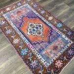 Picture of 3'2" x 5' Handmade Turkish Wool Rug | Vintage Colorful Floral Rug | Boho Accent Rug