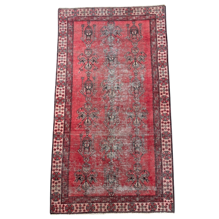 Picture of Vintage Turkish Wool Rug 3'9"x6'9" | Handmade Red Area Rug | Boho Chic Decor | Oriental Style Rug