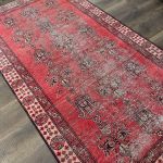 Picture of Vintage Turkish Wool Rug 3'9"x6'9" | Handmade Red Area Rug | Boho Chic Decor | Oriental Style Rug