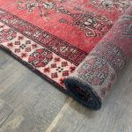 Picture of Vintage Turkish Wool Rug 3'9"x6'9" | Handmade Red Area Rug | Boho Chic Decor | Oriental Style Rug