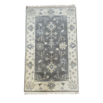 Picture of Handmade Turkish Wool Rug 3'x5' | Gray and Ivory Area Rug | Boho Chic Decor | Modern Vintage Style Rug
