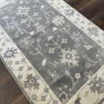 Picture of Handmade Turkish Wool Rug 3'x5' | Gray and Ivory Area Rug | Boho Chic Decor | Modern Vintage Style Rug