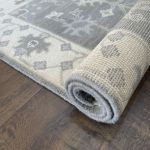 Picture of Handmade Turkish Wool Rug 3'x5' | Gray and Ivory Area Rug | Boho Chic Decor | Modern Vintage Style Rug