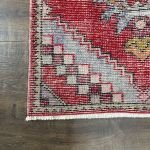 Picture of Turkish Runner Rug 2'3"x8'10" | Handmade Wool Vintage Hallway Rug | Boho Red and Blue Runner | Oriental Style Rug