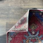 Picture of Turkish Runner Rug 2'3"x8'10" | Handmade Wool Vintage Hallway Rug | Boho Red and Blue Runner | Oriental Style Rug