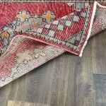 Picture of Turkish Runner Rug 2'3"x8'10" | Handmade Wool Vintage Hallway Rug | Boho Red and Blue Runner | Oriental Style Rug