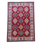 Picture of Handmade 4'2"x6'2" Turkish Red Rug – Traditional Geometric Medallion Pattern, Boho Area Rug
